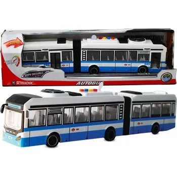 autíčko CITY SERVICE CAR - 1:16 Kloubový autobus - modrý na setrvačník se zvuky