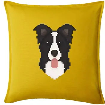 Polštář Border kolie Pixel - Polštář 50x50 - 50x50 - Pouze potah ( Žlutá )