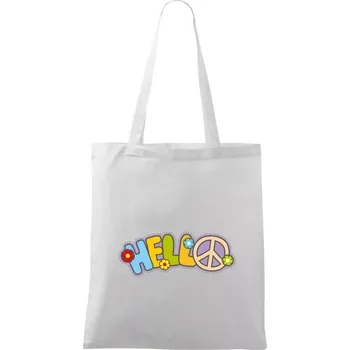 Hello hippie symbol - Taška bavlněná - 42 x 38 cm ( Bílá )