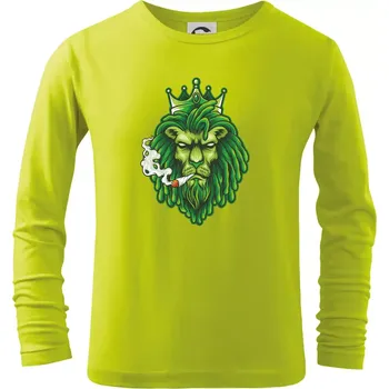 Dětská móda Zhulený lev zelený - Triko dětské Long Sleeve - 104-110cm / 3-4 roky ( Limetková )