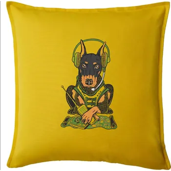 Polštář Bojový dobrman (Pecka design) - Polštář 50x50 - 50x50 - Pouze potah ( Žlutá )