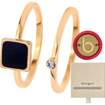 Prsten Dámský pozlacený plochý zirkon Prstýnek 2 v 1