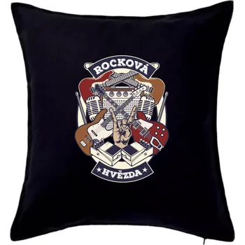 Polštář Rocková hvězda - Polštář 50x50 - 50x50 - Pouze potah ( Černá )