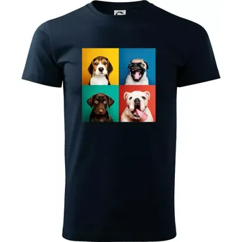 Pánské tričko Psi štěňata koláž - Triko extra velké (5-8XL) - 8XL ( Námořní modrá (velmi tmavá - téměř černá) )