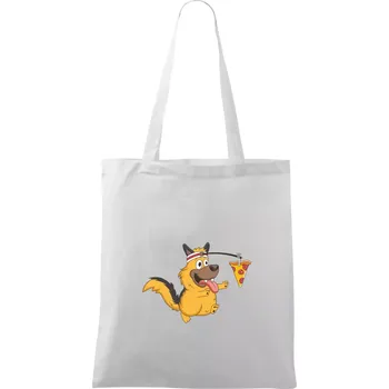 Pes s pizzou - Taška bavlněná - 42 x 38 cm ( Bílá )