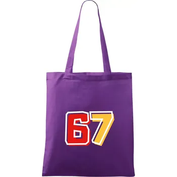 67 - čísla - Taška bavlněná - 42 x 38 cm ( Fialová )