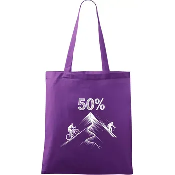 Narozeniny cyklista a lyžař 50 - Taška bavlněná - 42 x 38 cm ( Fialová )