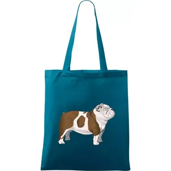 Vintage English bulldog - Taška bavlněná - 42 x 38 cm ( Petrolejová )