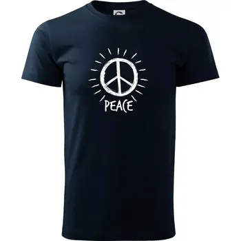 Pánské tričko Peace symbol černobílý - Triko extra velké (5-8XL) - 7XL ( Námořní modrá (velmi tmavá - téměř černá) )