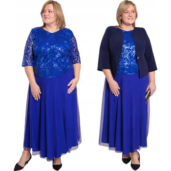 Dámské šaty Modré šaty s krajkou, velikost 50