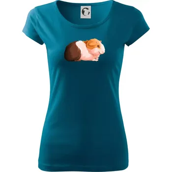 Dámské oblečení Morče - kreslené z boku - Dámské triko Pure - XL ( Petrolejová )