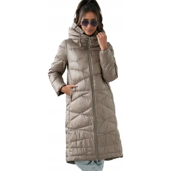 Dámský kabát Dlouhý dámský zimní prošívaný kabát zateplený elegantní SAMANTA 44