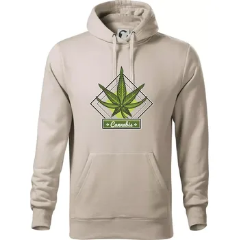 Pánská mikina Cannabis list kosočtverec - Mikina pánská Cape s kapucí - 4XL ( Ledově šedá )