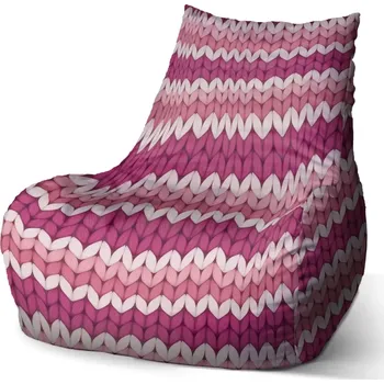 Sedací pytel Sablio Sedací vak Bean Střídajíci růžové pletení - 60 x 70 x 70 cm
