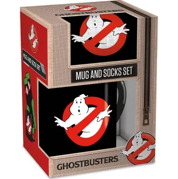 CurePink Dárkový set hrnek s ponožkami Ghostbusters Krotitelé duchů Žádný duch hrnku velikost ponožek EU 41 45 GP87002 315 ml
