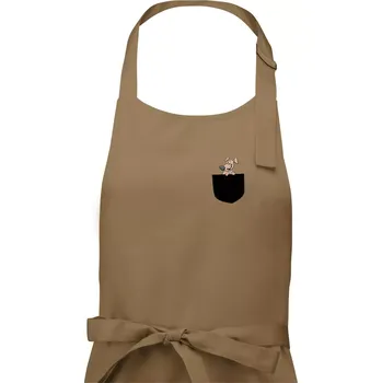 Kuchyňská zástěra Pes v kapse - Dámská zástěra na vaření - Univerzální velikost ( Cappuccino )