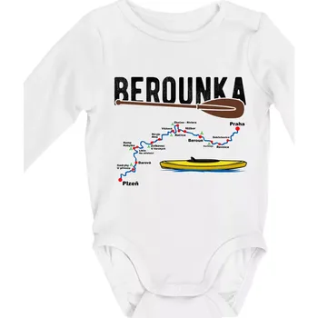 Mapa řeky Berounky - Body kojenecké s dlouhým rukávem - Dlouhý r. do 3 měs ( Bílá )
