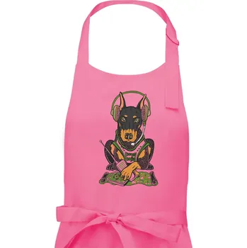 Kuchyňská zástěra Bojový dobrman (Pecka design) - Dámská zástěra na vaření - Univerzální velikost ( Růžová )