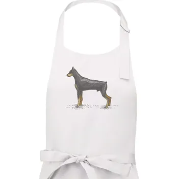 Kuchyňská zástěra Vintage Dobrman - Dámská zástěra na vaření - Univerzální velikost ( Bílá )