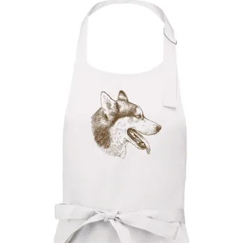 Kuchyňská zástěra Husky - hlava z boku - Dámská zástěra na vaření - Univerzální velikost ( Bílá )