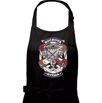 Kuchyňská zástěra Rocková hvězda - Dámská zástěra na vaření - Univerzální velikost ( Černá )