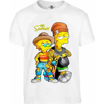 Pánské tričko Tričko The Simpsons | Bart & Lisa Druh: Dětské, Barva: Bílá, Velikost: 158-XL