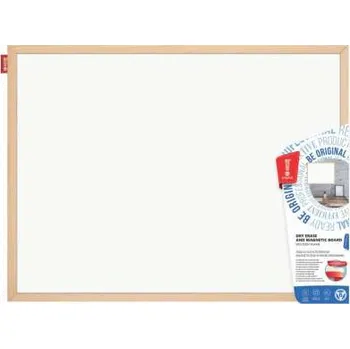 Emailová tabule Memobe - 80 x 60 cm, dřevěný rám, bílá