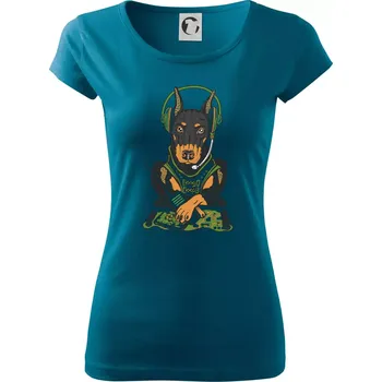 Dámské tričko Bojový dobrman (Pecka design) - Dámské triko Pure - 2XL ( Petrolejová )