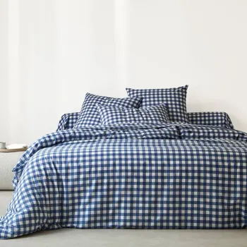 Povlečení Blancheporte Povlečení Lou s kostkami, bavlna nám. modrá povlak na přikrývku 140x200 cm
