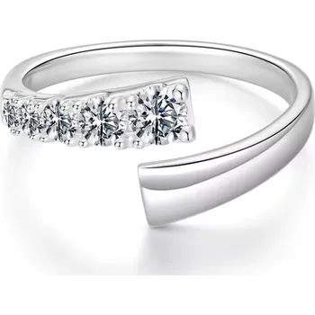 Prsten For Silver Dámský zkřížený stříbrný prsten s Moissanitem 0,3ct – Stříbro 925