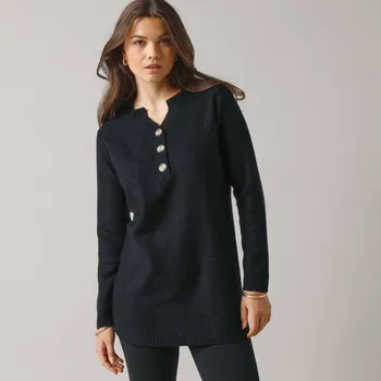 Tunikový pulovr s tuniským výstřihem černá 50