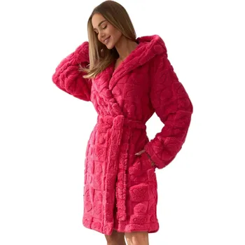 Dámské noční prádlo Stylový dámský župan Valentine raspberry L&L - Pohodlí a elegance Barva/Velikost: malina (Raspberry) / M/L