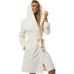 Dámský župan s kapucí, termo bavlna, smetanový, béžové pruhy 1TB0112 béžová xl