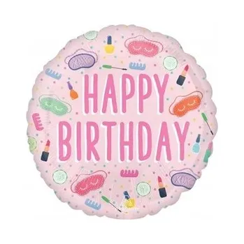 Balónek Fóliový balónek "Happy Birthday - SPA Party", Amscan, 45 cm, kulatý