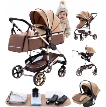 Kočárek DĚTSKÝ KOČÁREK 3V1: SPORTOVNÍ, HLUBOKÁ KORBA, AUTOSEDAČKA - HOUPACÍ A ZATEPLENÝ