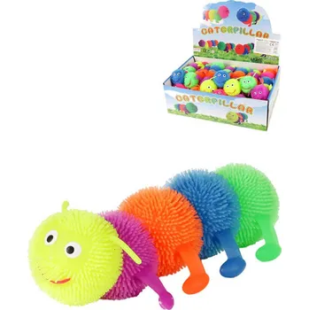 _Ostatní 1_ Housenka gumová elastická puffer 16cm s bodlinkami natahovací barevná 188884