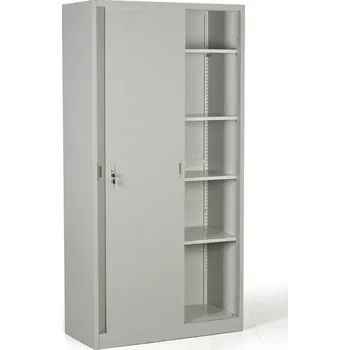 B2B Partner Kovová skříň s posuvnými dveřmi, demontovaná, 4 police, 1000 x 1990 x 450 mm, světle šedá