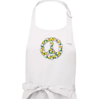 Kuchyňská zástěra Peace symbol kopretiny - Dámská zástěra na vaření - Univerzální velikost ( Bílá )