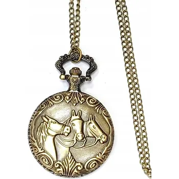 Hodinky Kapesní hodinky s kompasem na řetízku sikorka s ozdobou - koně jezdectví