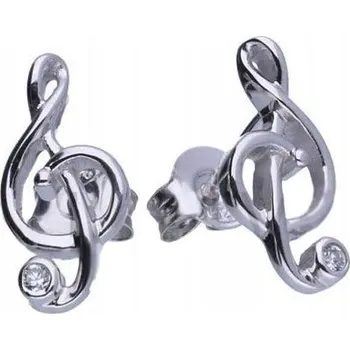 Náušnice Stříbrné náušnice ryzost 925 houslový klíč zirkon 1,51