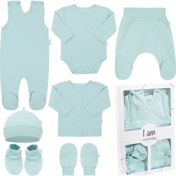 Kojenecké oblečení Novorozenecká souprava NEW BABY I AM, mentolová, 0–3 měsíce