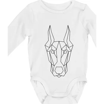 Dobrman - Geometrie - Body kojenecké s dlouhým rukávem - Dlouhý r. do 3 měs ( Bílá )