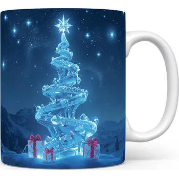 Hrnek s vánočním motivem – skleněný stromek s hvězdami