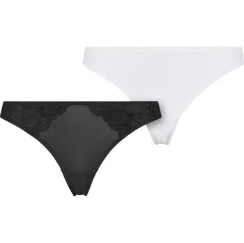 Kalhotky Urban Classics Dámská krajková tanga – 2 kusy Barva: černá - bílá, Velikost: S