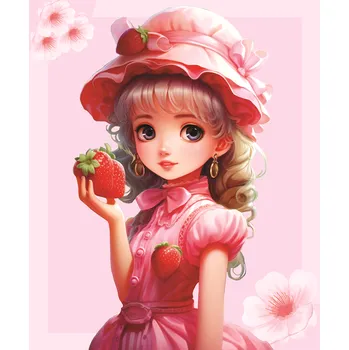 Panenka Diamantové malování - Jahodová panenka 25 x 30 cm