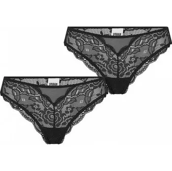 Kalhotky Urban Classics Dámské krajkové brazilky – 2 kusy Barva: Černá, Velikost: XS