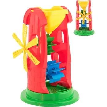 Hračka na písek _Ostatní 1_ Mlýnek baby vodní barevný 28cm na písek v síťce plast 00880051