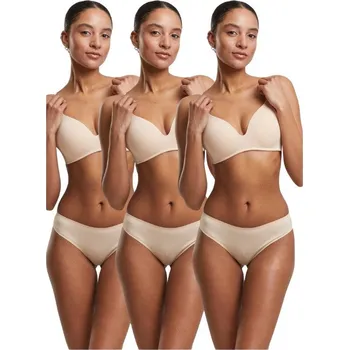 Kalhotky Urban Classics Dámské lepené brazilky – 3 kusy Barva: Přírodní, Velikost: M