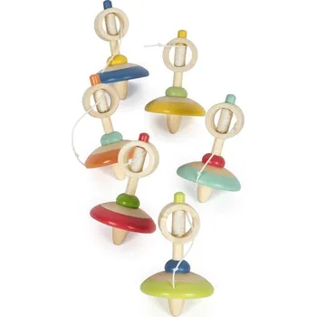 Hlavolam Bigjigs Toys Dřevěná káča s provázkem 1 ks