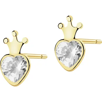 Náušnice Zlaté náušnice - srdce, koruny - AP543-3137